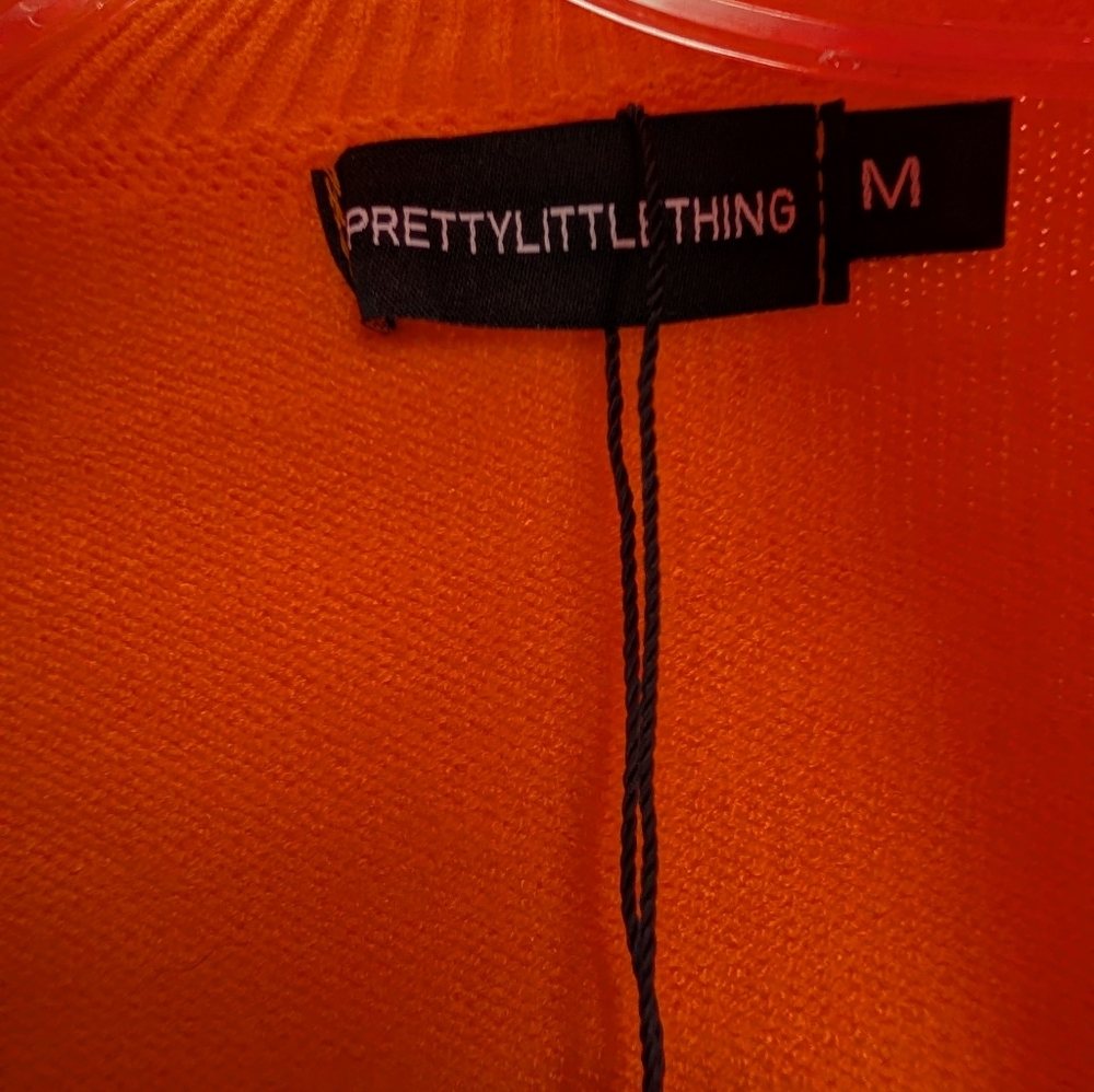 ❤️2 For 20❤️ PrettyLittleThing Bright Orange Knit Top with Back Tie - Picture 2 of 4